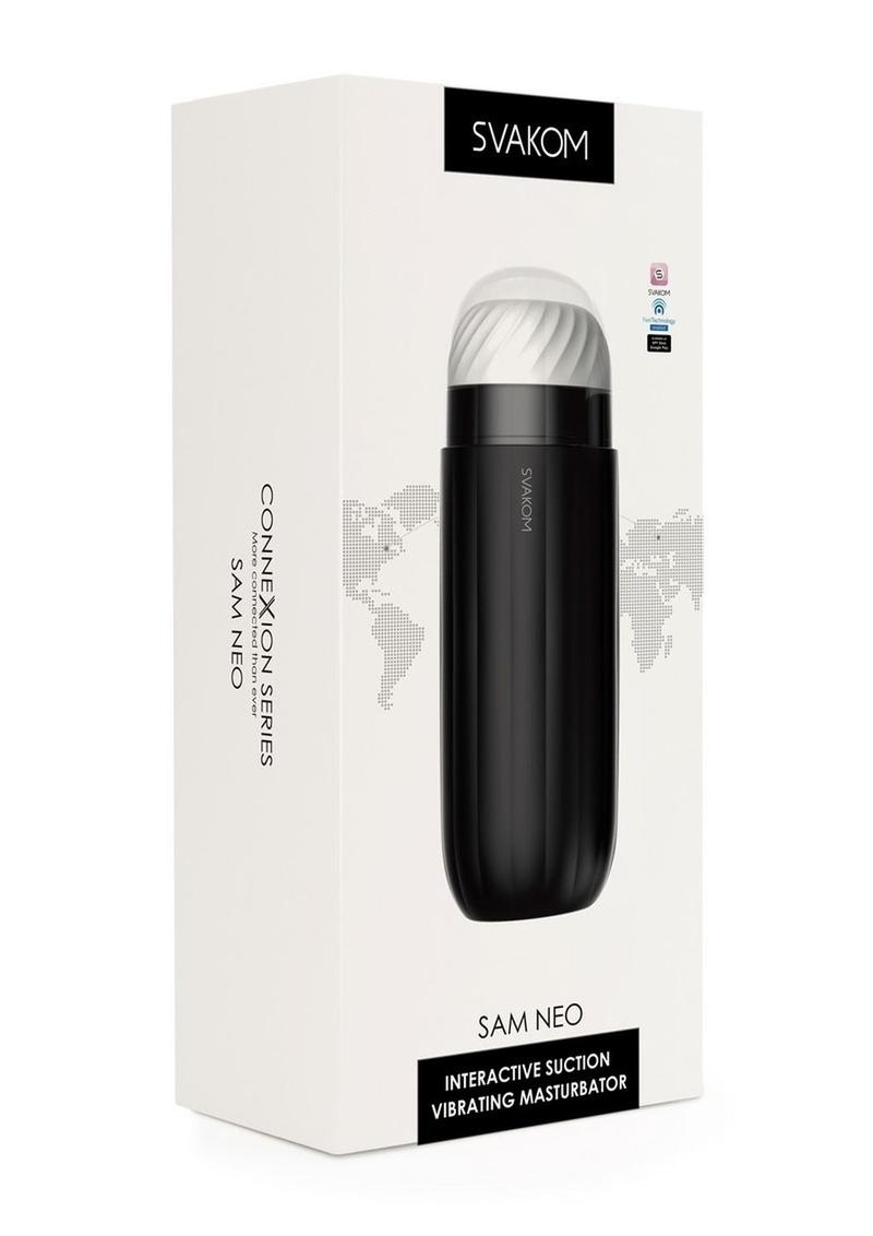 Svakom Sam Neo Silicone Interactive Rechargeable Masturbator - Black/White