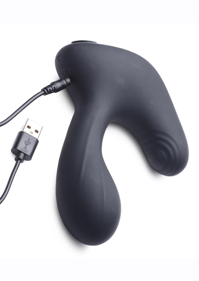 Swell 10x Inflatable and Tapping Rechargeable Silicone Prostate Vibrator with Remote Control - Black