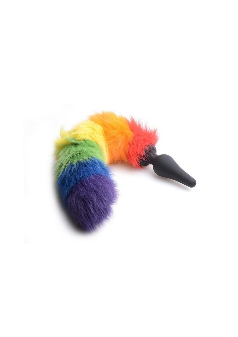 Tailz Rainbow Tail Silicone Butt Plug - Multicolor/Rainbow