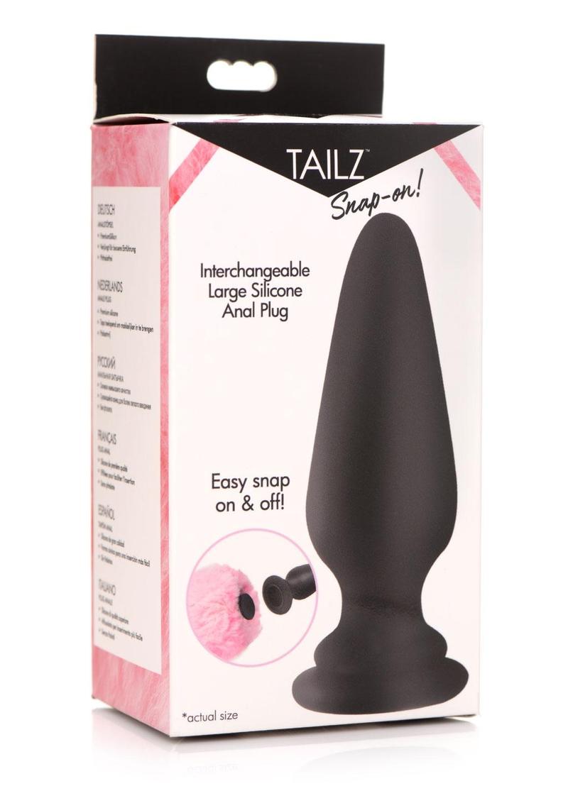 Tailz Snap-On Silicone Anal Plug - Black/Pink - Large