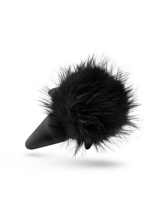 Temptasia Bunny Tail Pom Silicone Butt Plug - Black