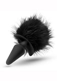 Temptasia Bunny Tail Pom Silicone Butt Plug - Black