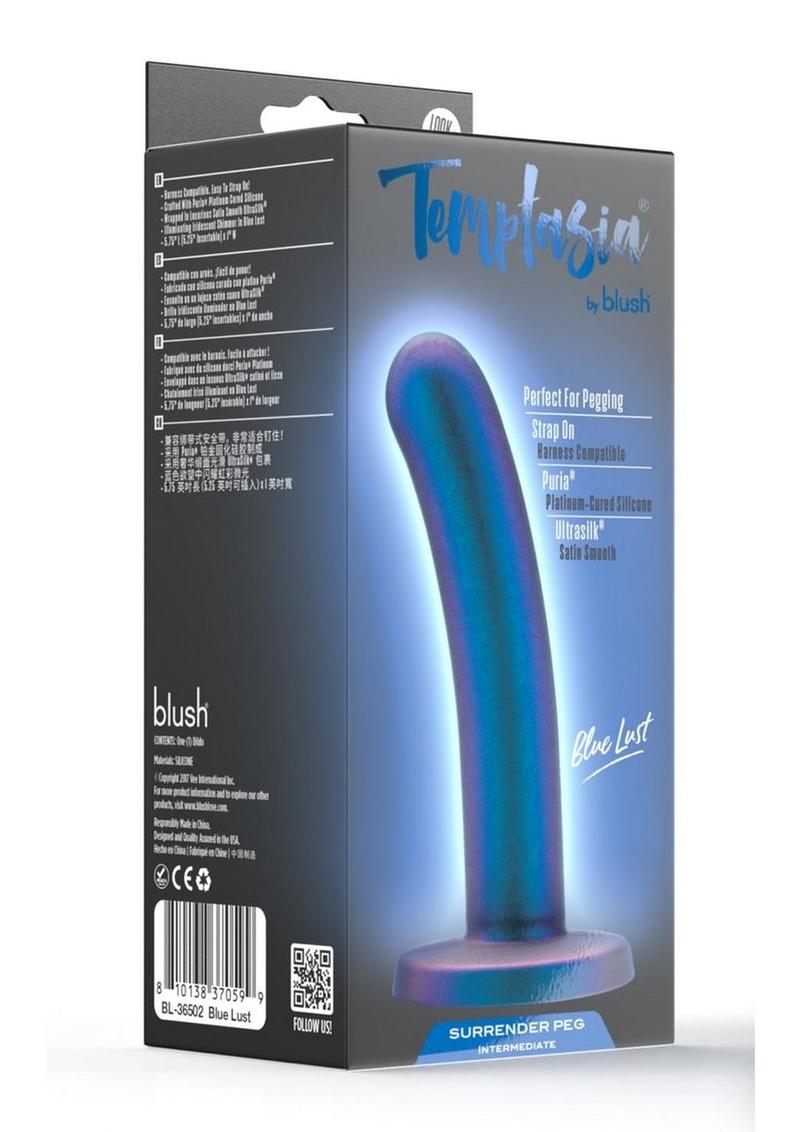 Temptasia Surrender Peg Silicone Dildo - Intermediate - Blue Lust - Blue