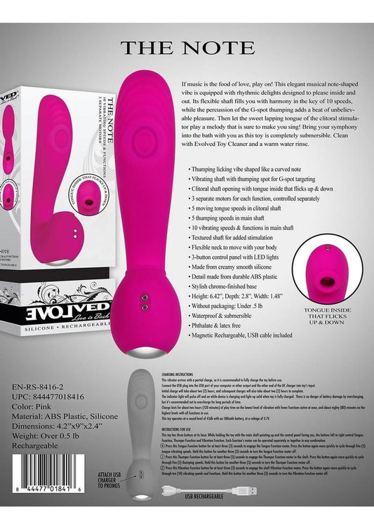 The Note Silicone Rechargeable Vibrator - Pink