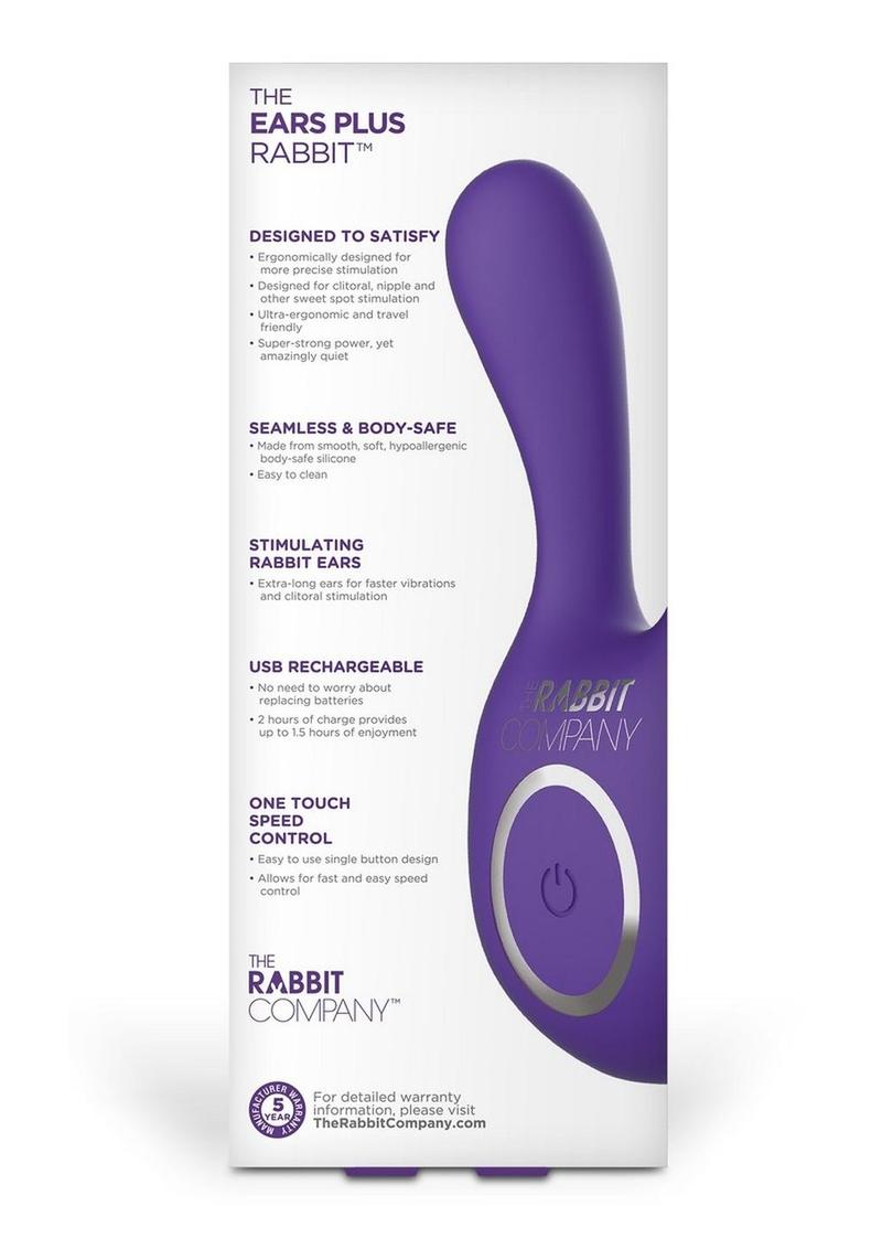 The Ears Plus Rabbit Rechargeable Silicone Stimulator - Purple