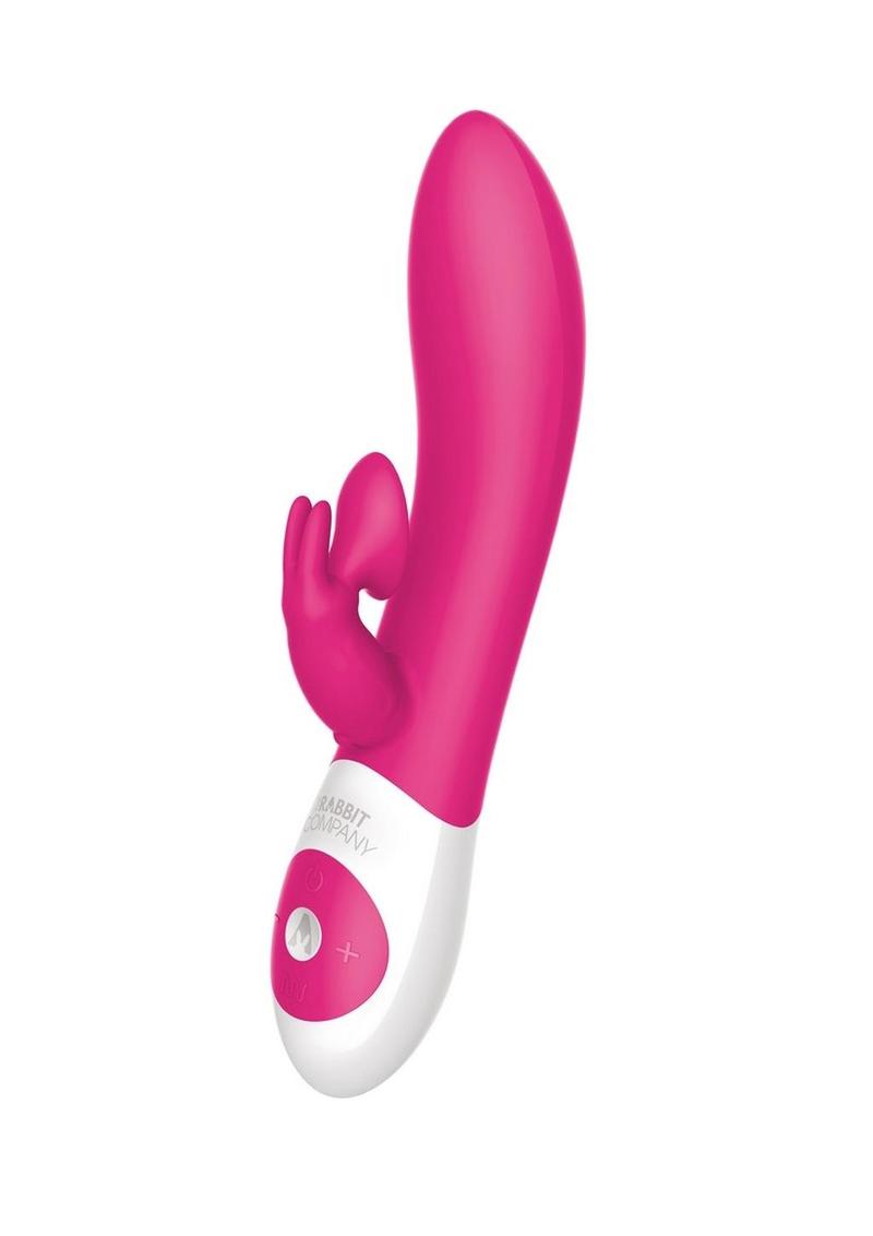 The Kissing Rabbit Rechargeable Silicone Vibrator with Clitoral Suction - Hot Pink/Pink