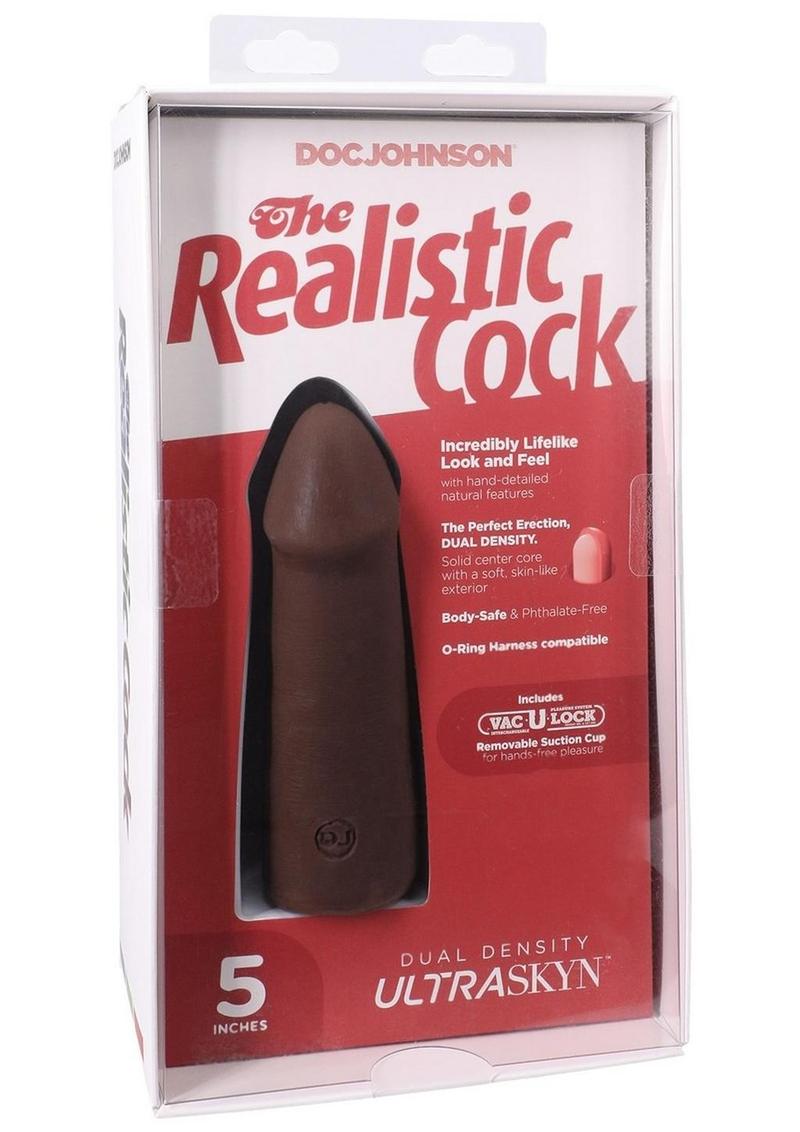 The Realistic Cock Ultraskyn Removable Vac-U-Lock Suction Cup - Chocolate - 5in