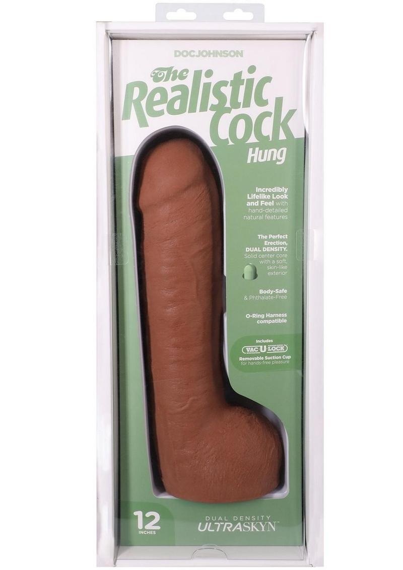 The Realistic Cock with Balls Ultraskyn Hung with Removable Vac-U-Lock Suction Cup - Caramel - 12in