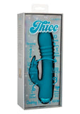 Thicc Chubby Thrusting Tickler Rechargeable Silicone Rabbit Vibrator - Blue