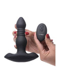 Thunder Plugs Vibrating and Thrusting Silicone Rechargeable Plug with Remote Control - Black