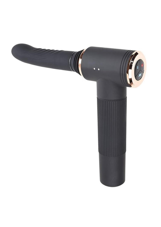 Too Hot to Handle Rechargeable Silicone Thrusting Vibrator with Suction Cup - Black/Rose Gold