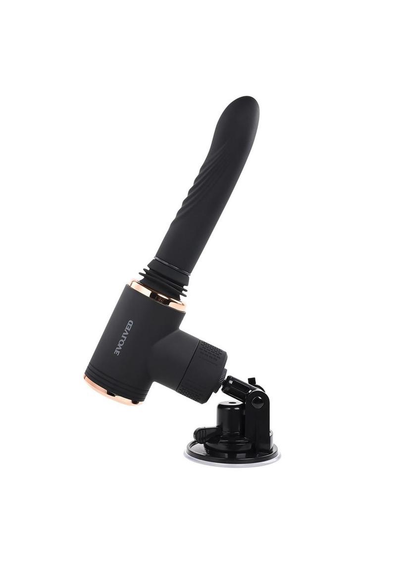 Too Hot to Handle Rechargeable Silicone Thrusting Vibrator with Suction Cup - Black/Rose Gold