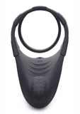 Trinity Men 10x Rechargeable Silicone Cock Ring with Vibrating Taint Stimulator - Black
