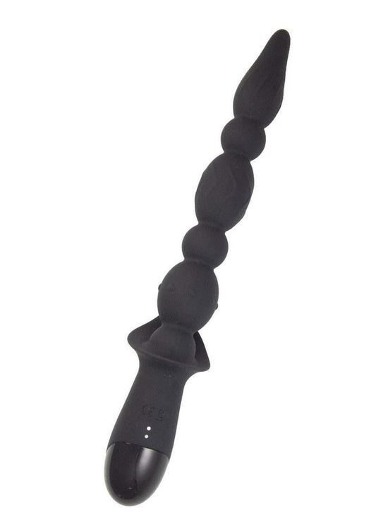 Vibrating Buttfuk Rechargeable Silicone Anal Wand - Black