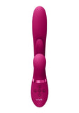 Vive Kura Rechargeable Silicone Triple Motor Thrusting G-Spot with Flapper and Air Wave Clit Stimulation Vibrator - Pink