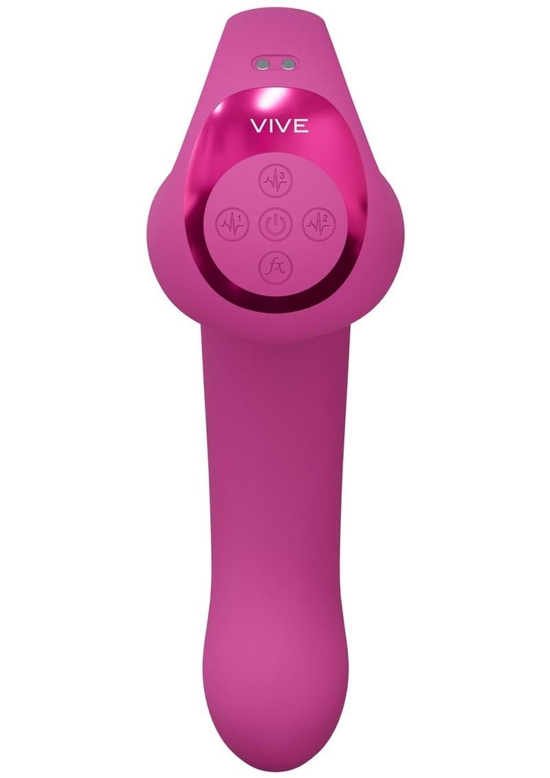 Vive Riko Rechargeable Silicone Triple Motor Thumper with Finger Motion Vibrator - Pink