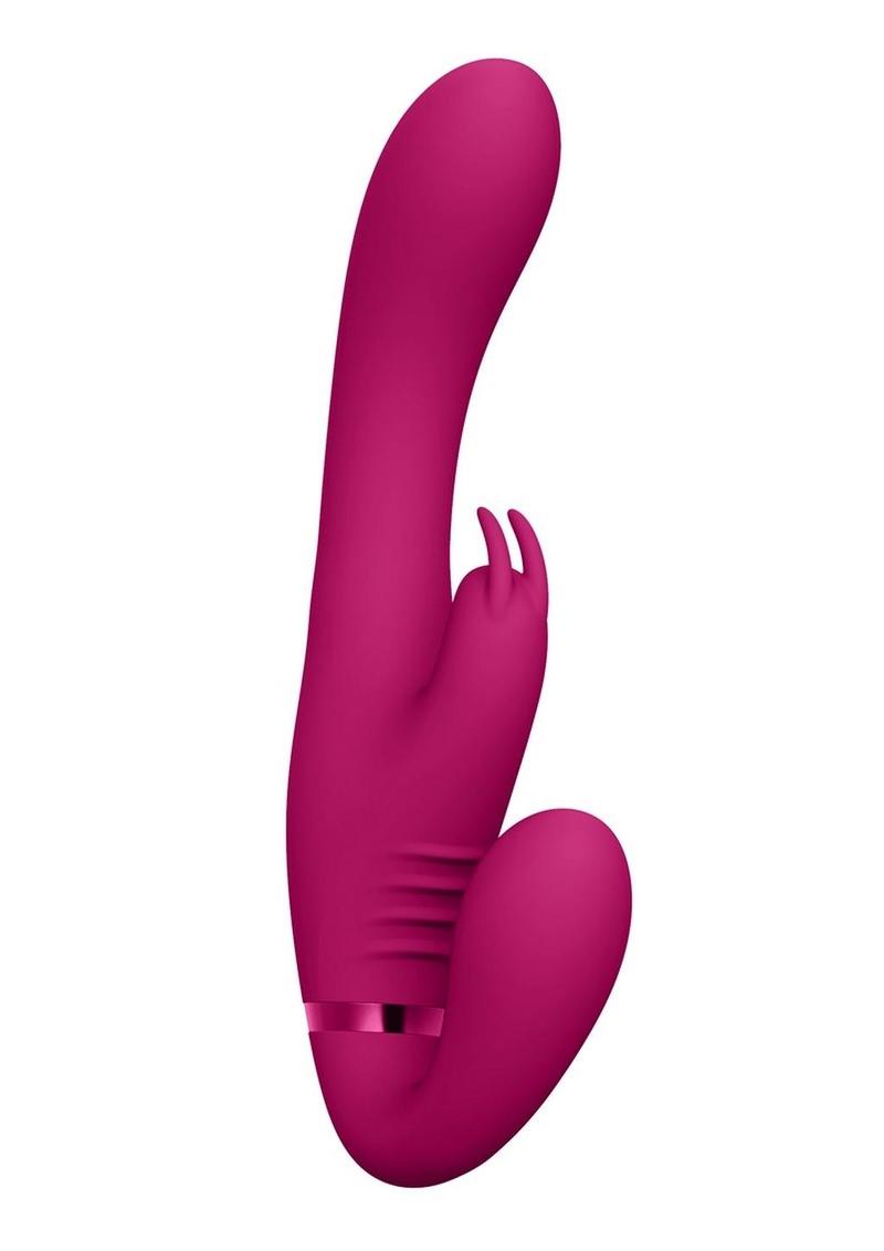 Vive Suki Rechargeable Silicone Vibrating Strapless Strap-On Rabbit - Pink