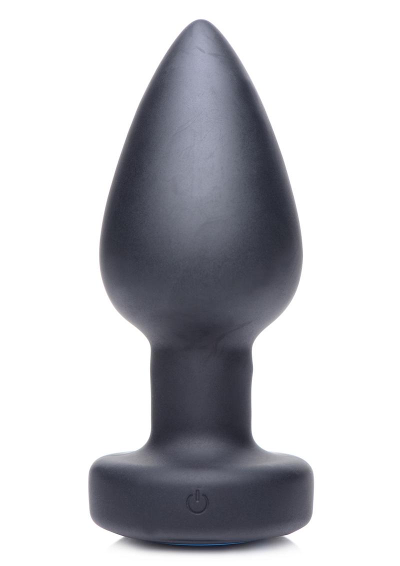 Zeus Vibrating and E-Stim Silicone Rechargeable Anal Plug with Remote Control - Black