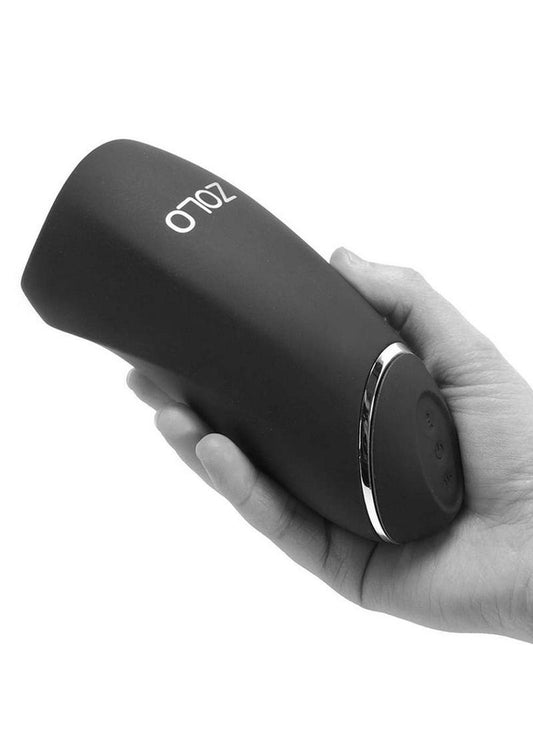 ZOLO Stickshift Squeezable Vibrating and Thrusting Rechargeable Male Stimulator - Black/Silver
