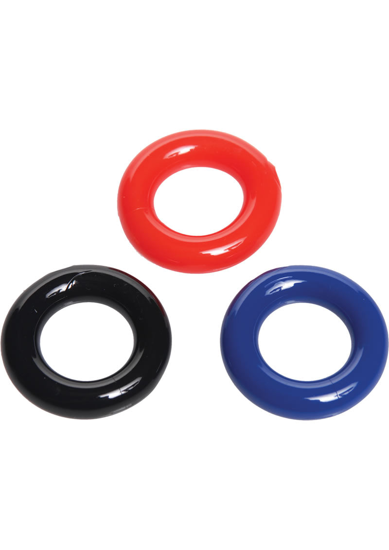 Trinity 4 Men Stretchy Cock Ring 3 Pack - Multiple Colors