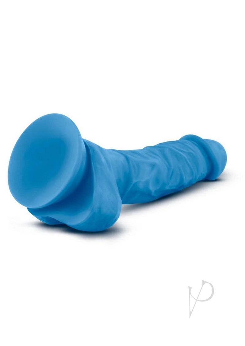 Neo Dual Density Dildo with Balls 7.5in - Neon Blue
