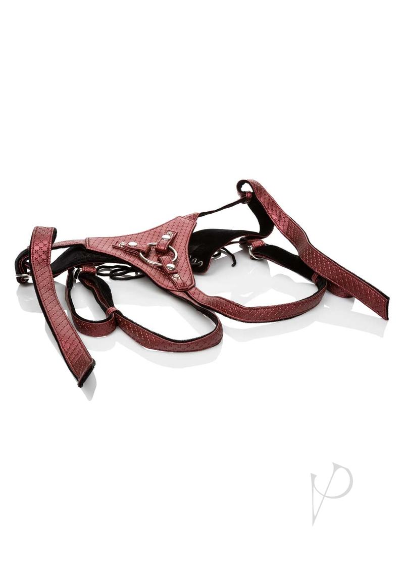 Her Royal Harness Red  The Regal Queen Crotchless Vegan Leather Adjustable Harness Up To 64 Inches