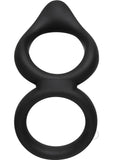 Silicone Dual Ring Clit Tickler Cock Ring - Black