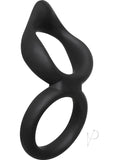 Silicone Dual Ring Clit Tickler Cock Ring - Black