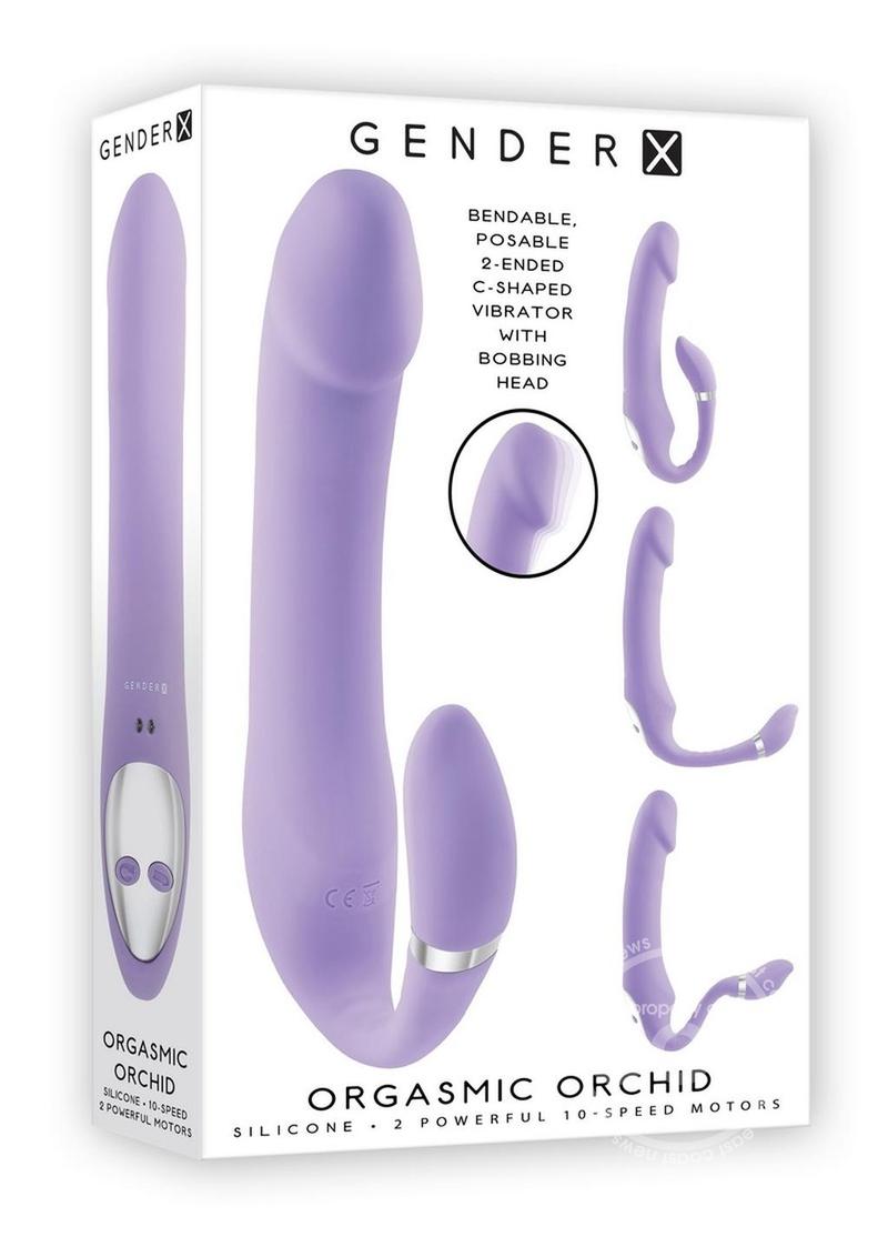Gender X Orgasmic Orchid Rechargeable Silicone Vibrator with Clitoral Stimulator - Purple