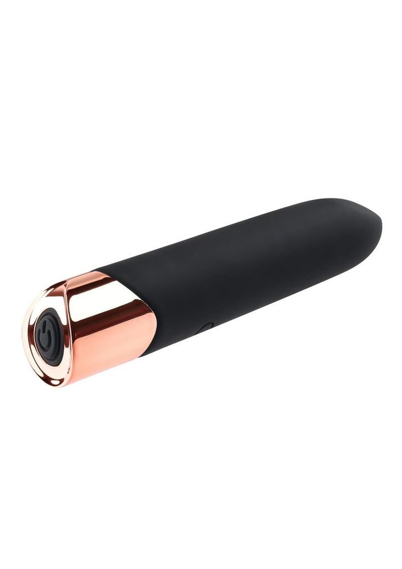 Gender X Gold Standard Rechargeable Silicone Bullet - Black/Rose Gold